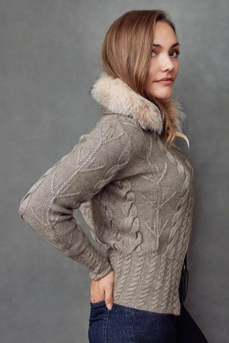 Adeli Woman Cardigan With A Collar, Qiviut, Merino & Silk Qiviuk Boutique