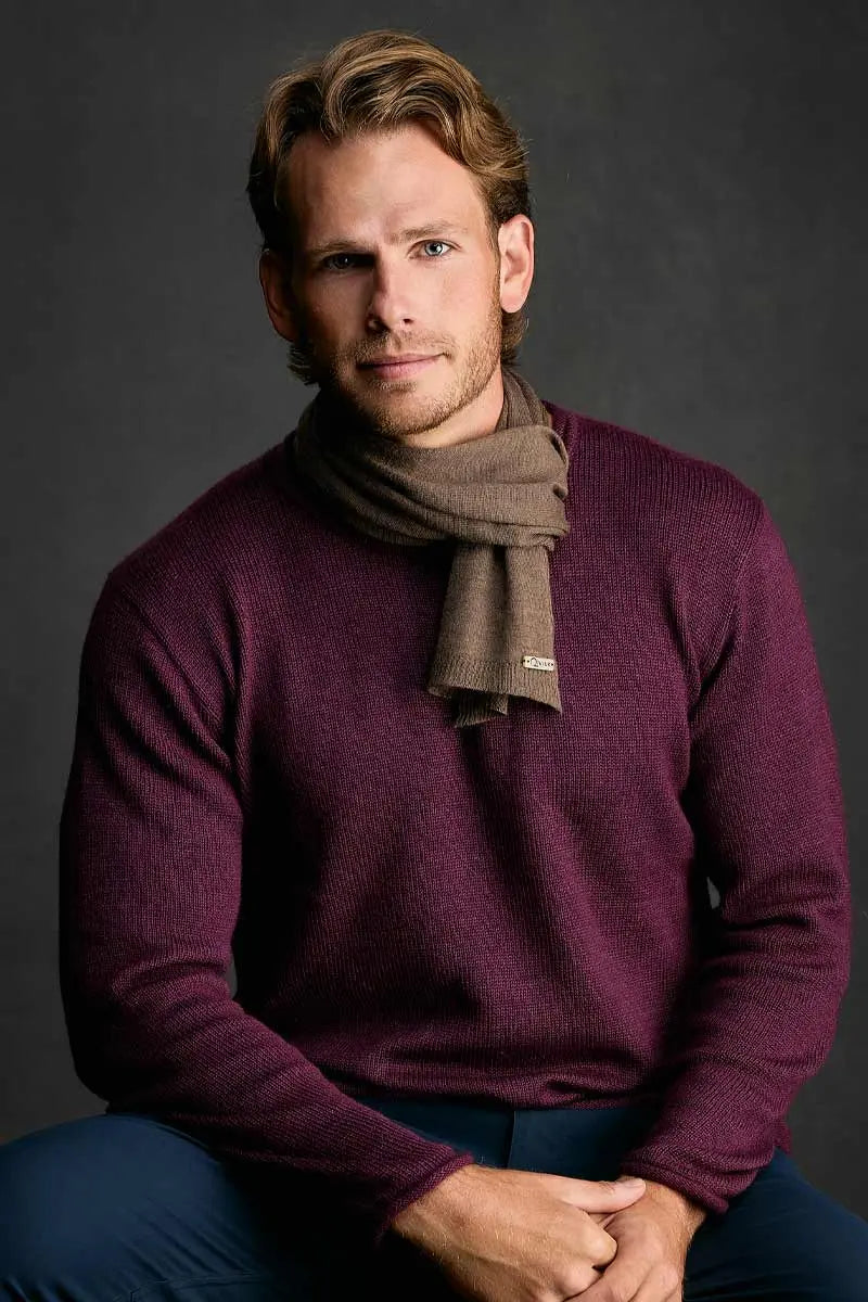 Jersey crewneck man pullover featured with finito scarf by Qiviuk Boutique