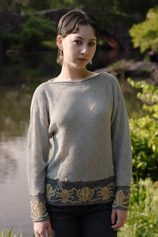 A front view of a Pared Woman Pullover Sweater made with Alpaca & Silk by Qiviuk Boutique