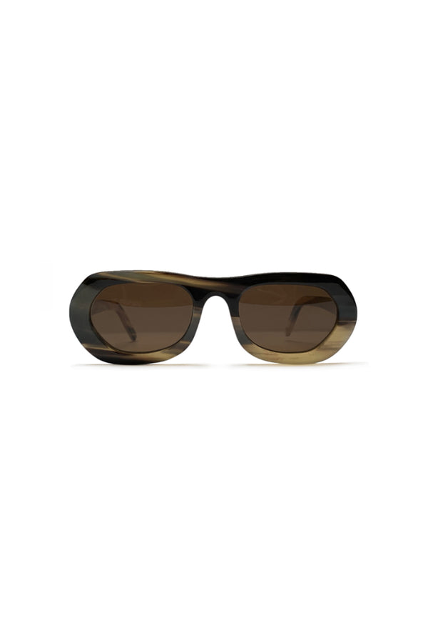 Buffalo horn Inuit sunglasses w brown lenses made for Qiviuk Boutique