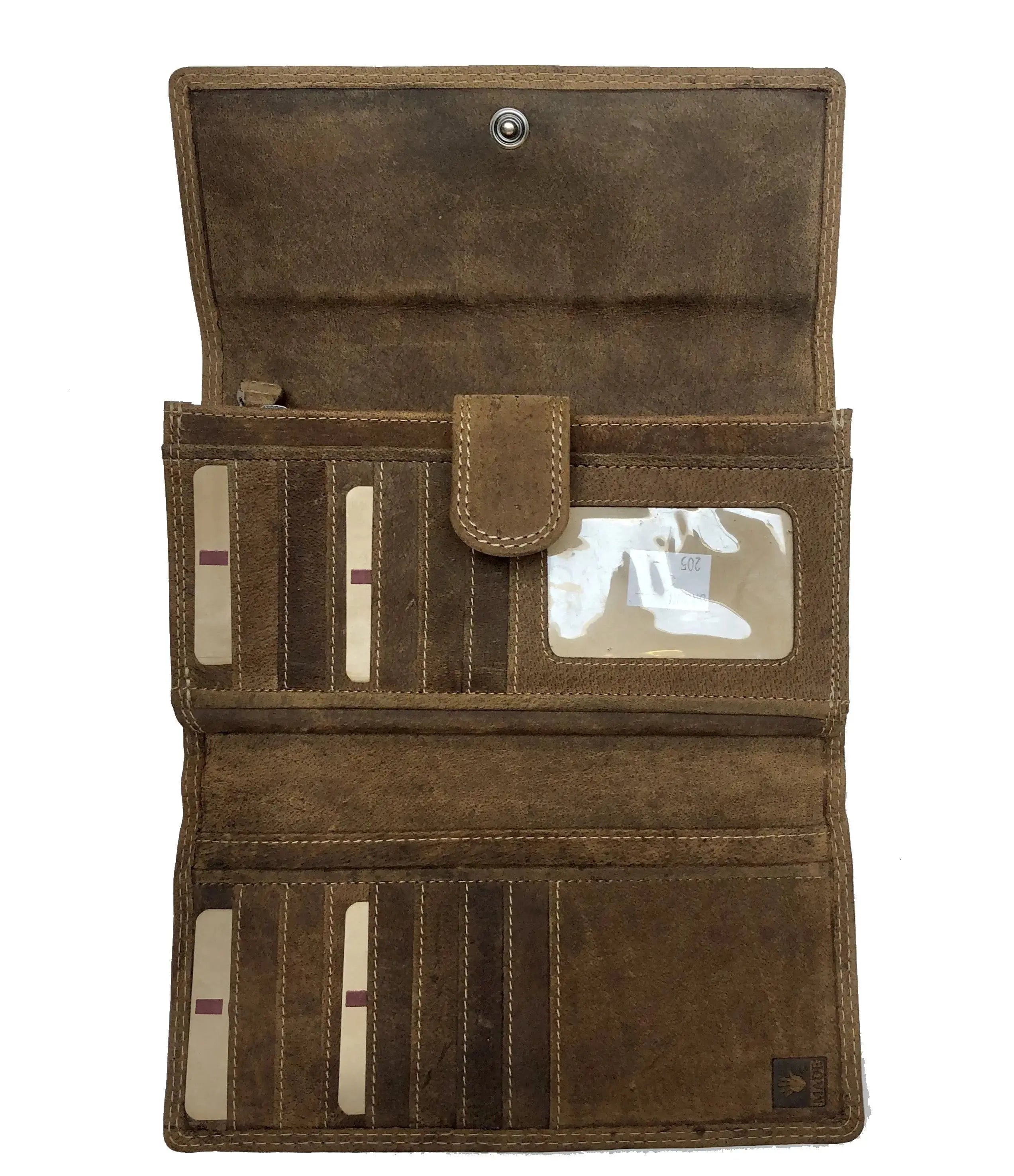 Inside view Buffalo Leather Woman Wallet 205 Hand Made for Qiviuk Boutique