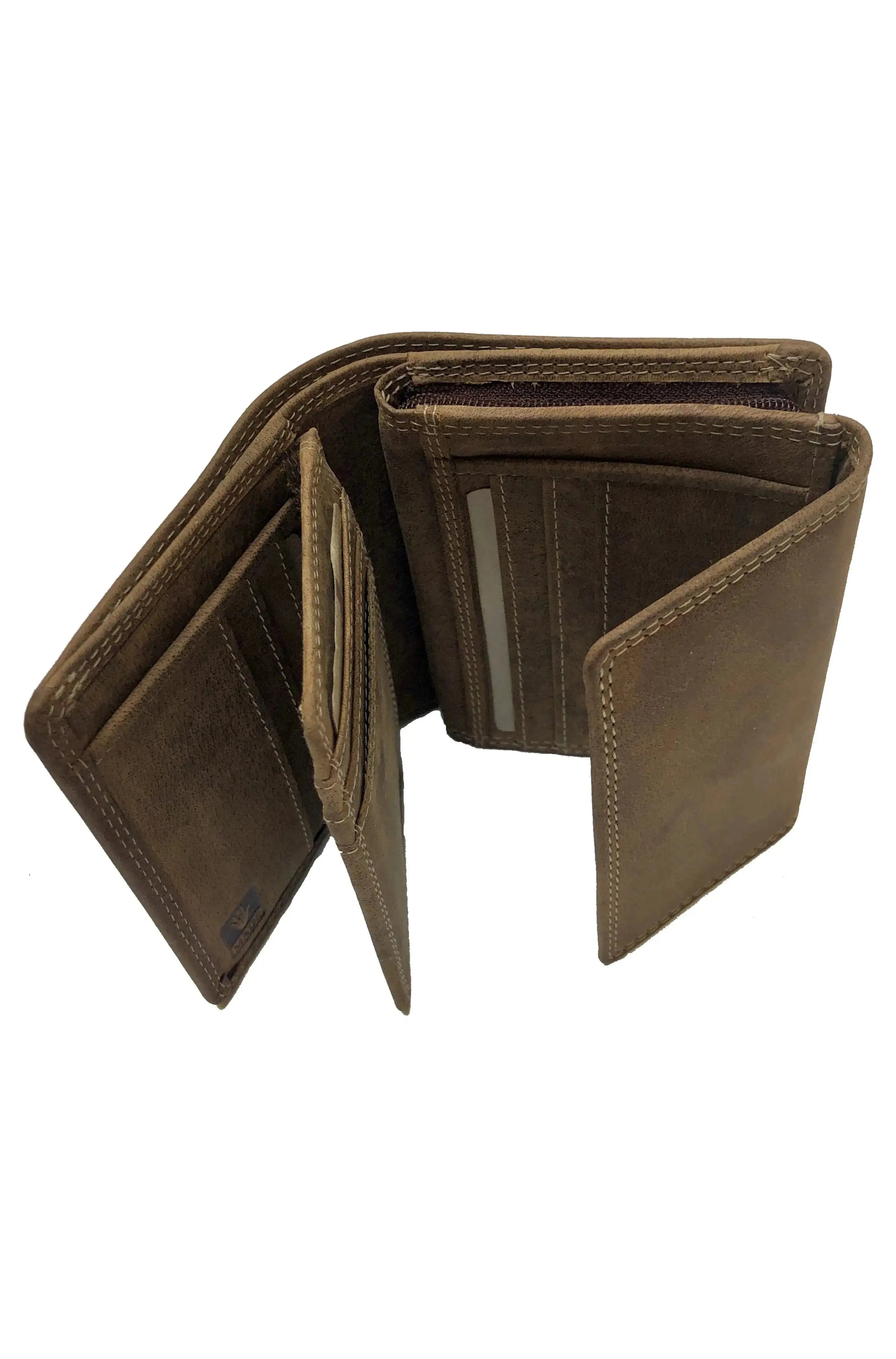 Natural trifold Woman Buffalo Leather Wallet 206 Hand Made for Qiviuk Boutique