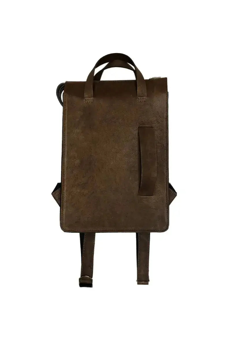 Muskox Leather Backpack Le Feuillet in chocolate by Qiviuk Boutique