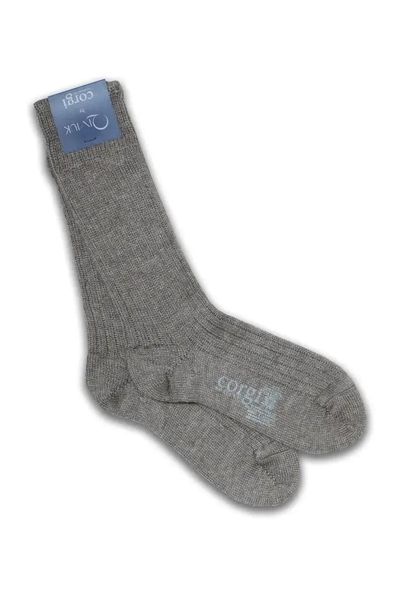 Grey Corgi sock Woman Qiviuk socks made of Qiviuk, Merino & Silk in natural by Qiviuk Boutique