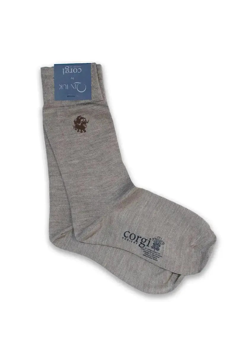 Qiviuk & Silk Corgi man and woman unisex socks in natural by Qiviuk Boutique
