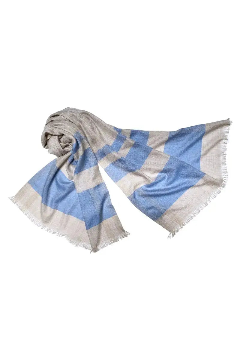 Light bule and White MISTO STOLE CASHMERE, QIVIUK & SILK