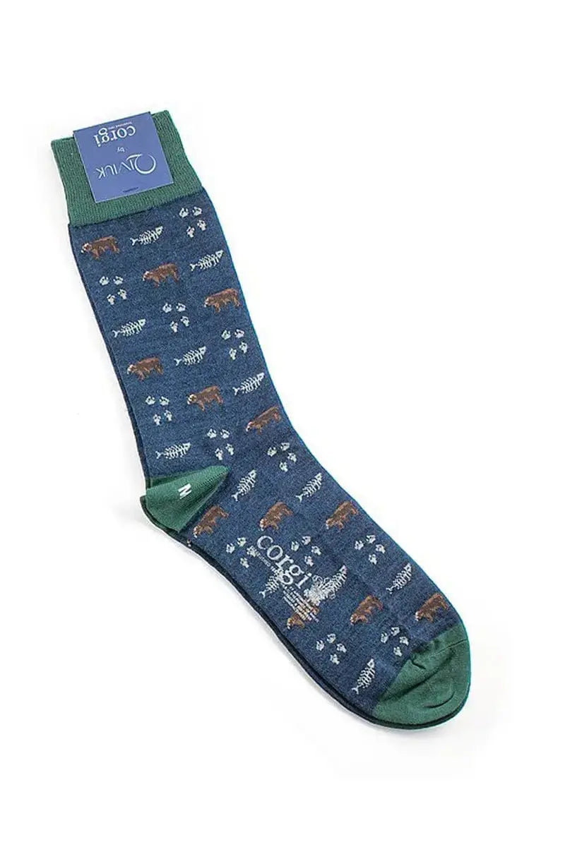 Navy Bison, cashmere & silk man's socks in navy by Qiviuk Boutique