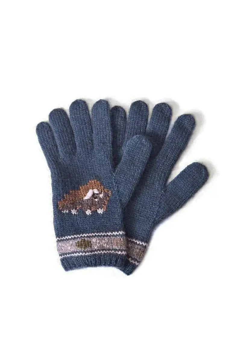 Dark blue Qiviut wool, Merino & Silk Muskox ladies gloves in by Qivuk Boutique