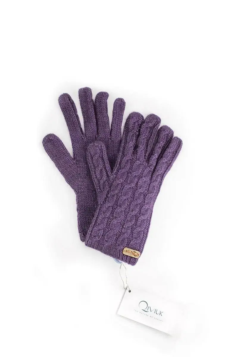 Purple Cable Merino, Silk and Qiviut Gloves glovesby Qiviuk Boutique