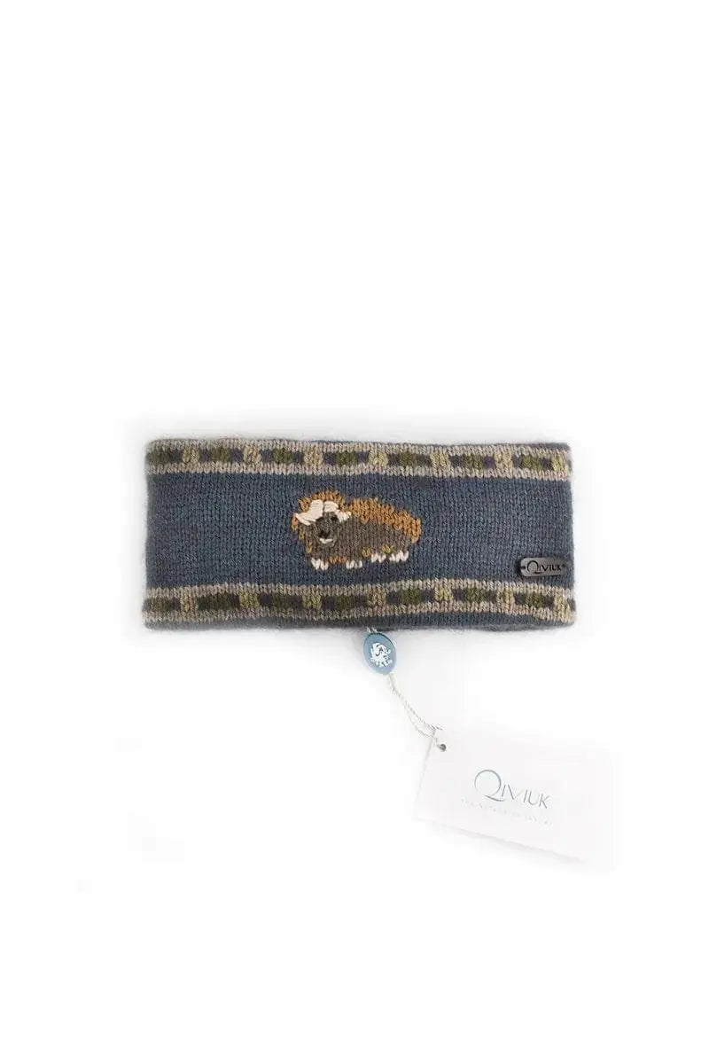Blue Qiviuk, Merino & Silk Muskox wool headband in Light blue by Qivuk Boutique