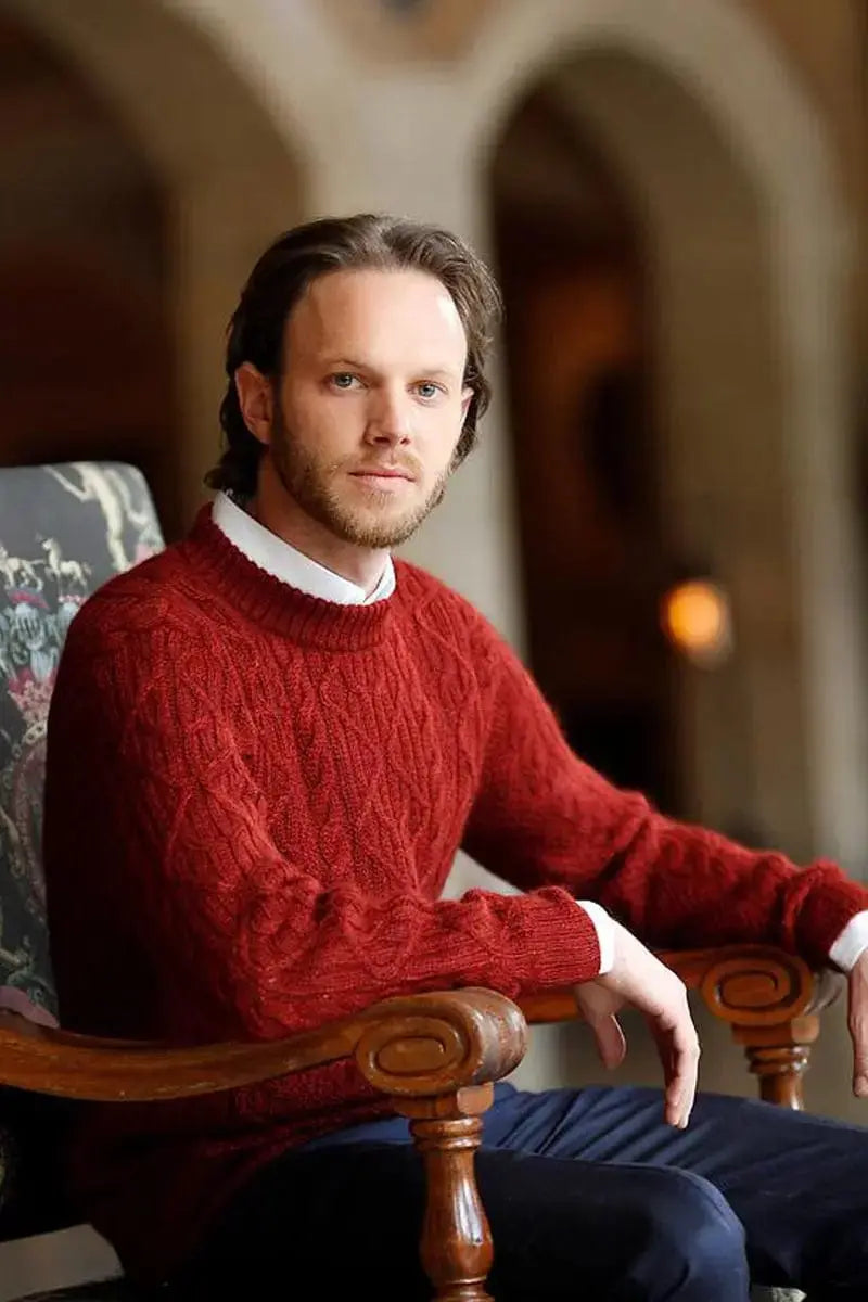 Side view Fisherman man pullover in Qiviuk, Merino & Silk by Qiviuk Boutique