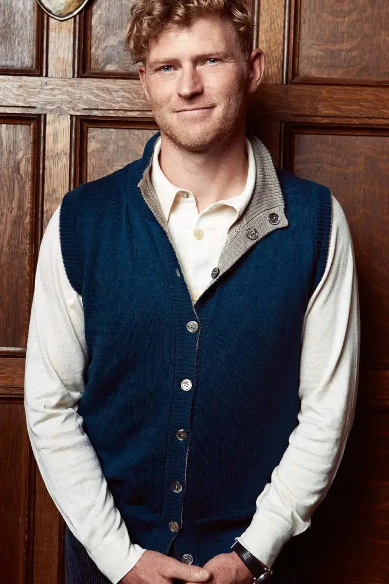 Hugo man vest with Qiviut yarn, Merino, Silk & Pima  by Qiviuk Boutique