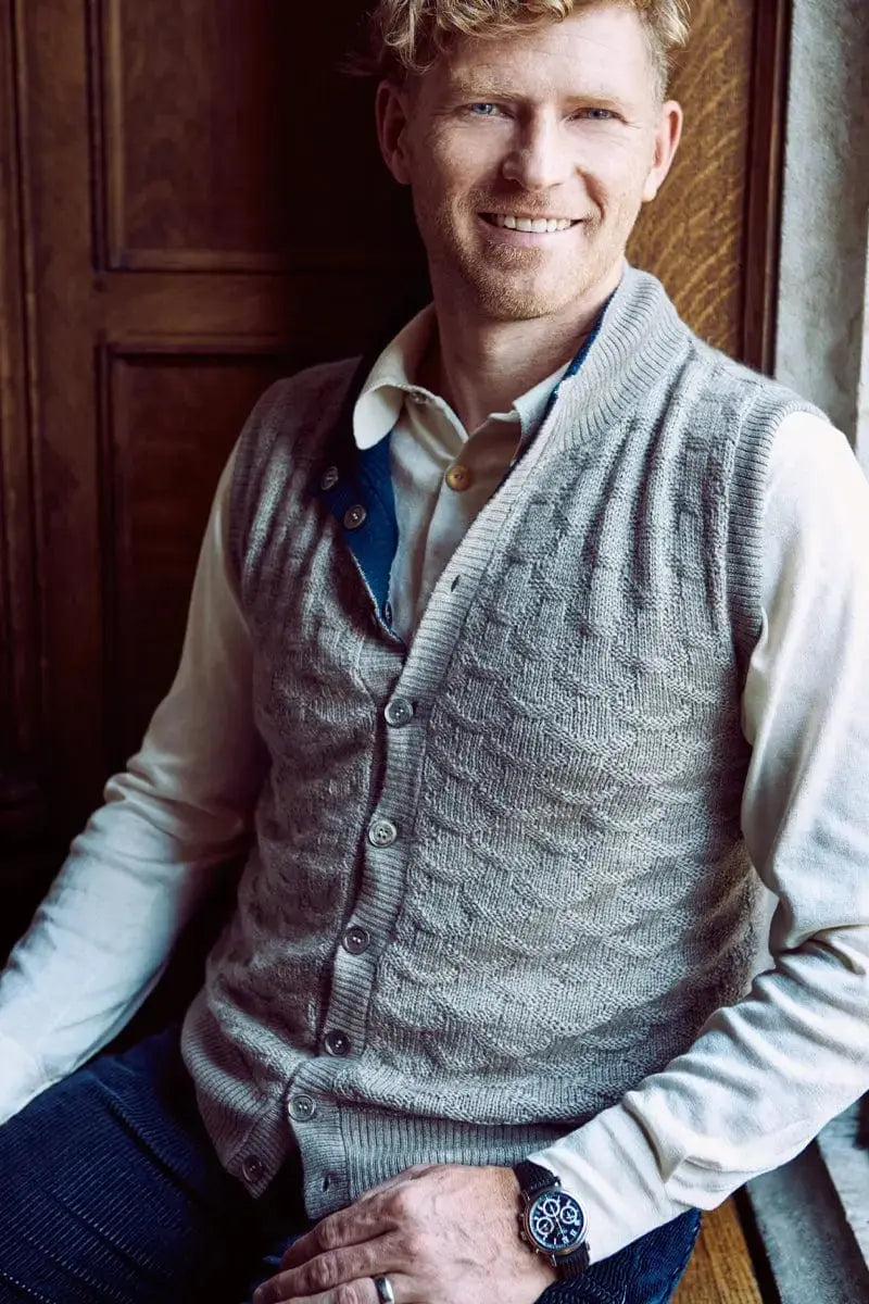 Qiviut yarn, Merino, Silk & Pima Hugo man vest by Qiviuk Boutique