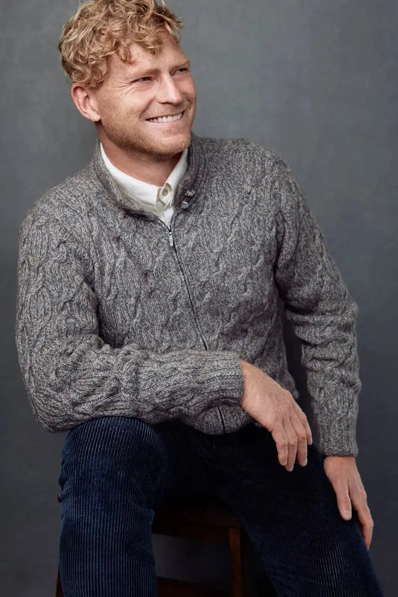 Robert men cardigan sweater with Qiviuk, Merino & Silk by Qiviuk Boutique