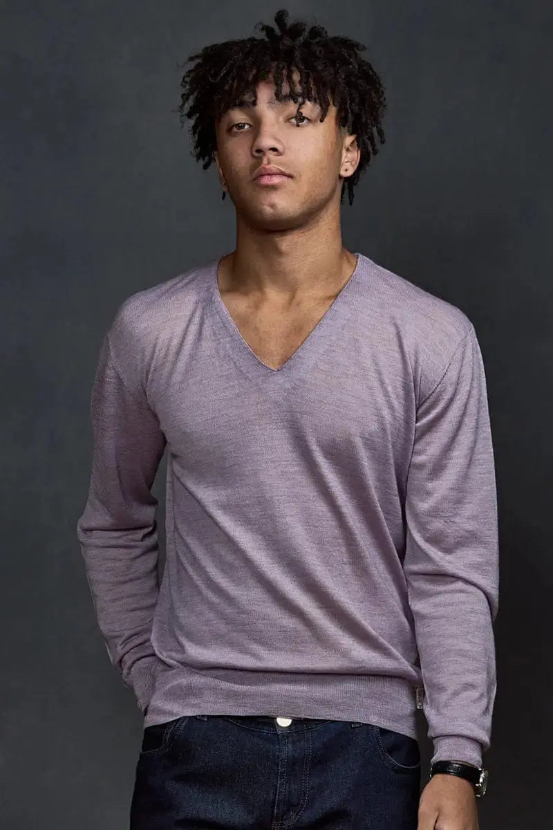 Purple Ovi Gg-16 Man Pullover Cashmere & Qiviuk by Qiviuk Boutique