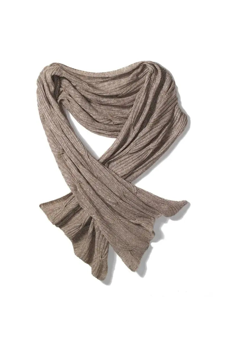 Qiviuk & Silk Cross Cable shawl Natural made by Qiviuk Boutique