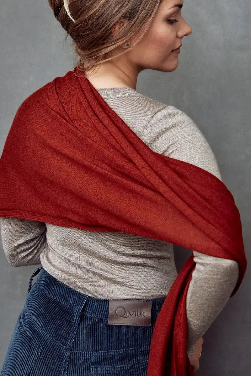 Qiviuk Finito woman's qiviut shawl in red by Qiviuk Boutique