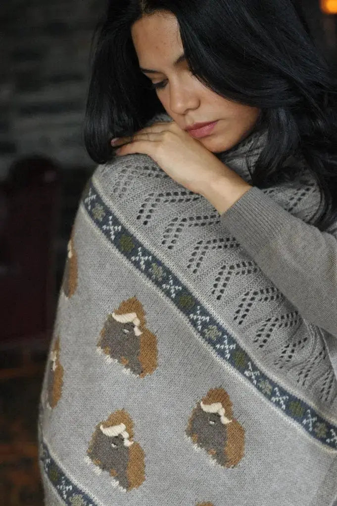 Qiviuk, Merino & Silk Muskox woman shawl in natural by Qiviuk Boutique