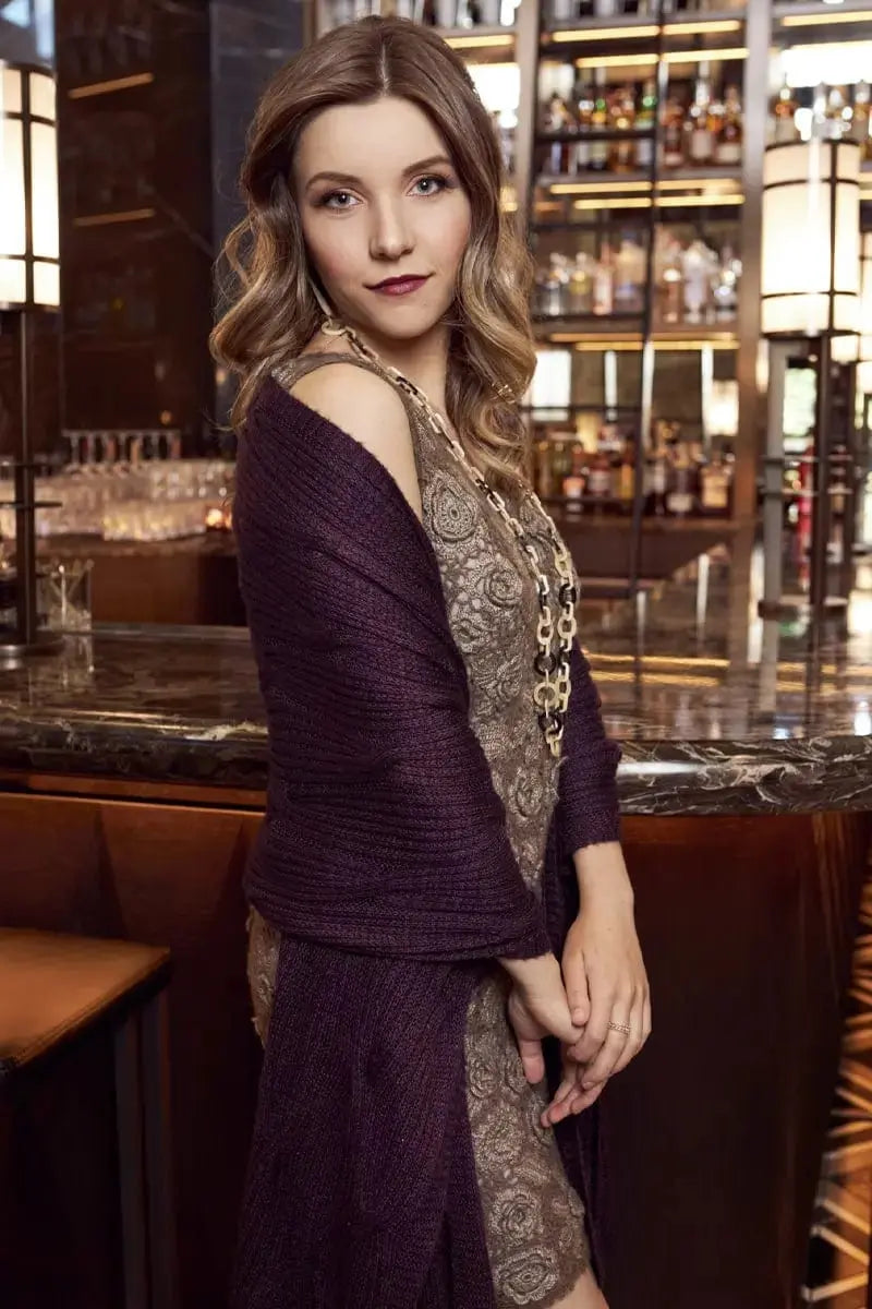 Cross cable Purple Qiviut and Silk Shawl made by Qiviuk Boutique