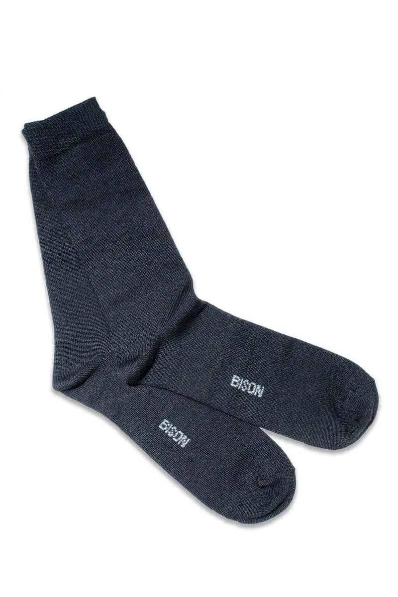 Black Bison, Merino & Silk Jersey man socks by Qiviuk Boutique