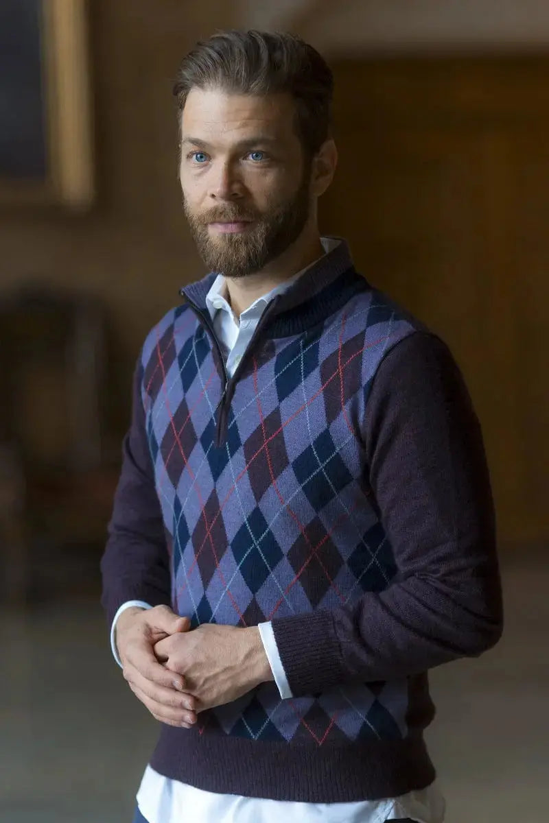 Purple and Lilac Lino man pullover in Qiviuk, Merino & Silk Lby Qiviuk Boutique