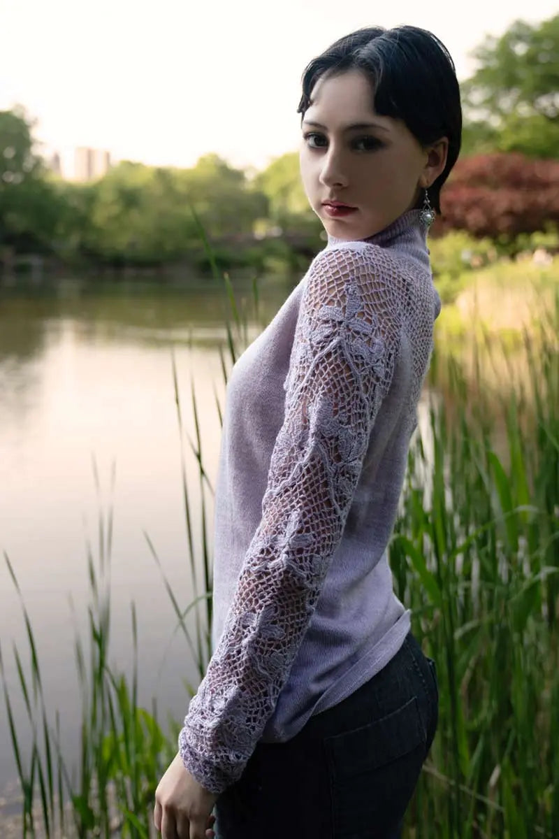 Ingrid Woman Pullover Alpaca & Silk in lilac by Qiviuk Boutique