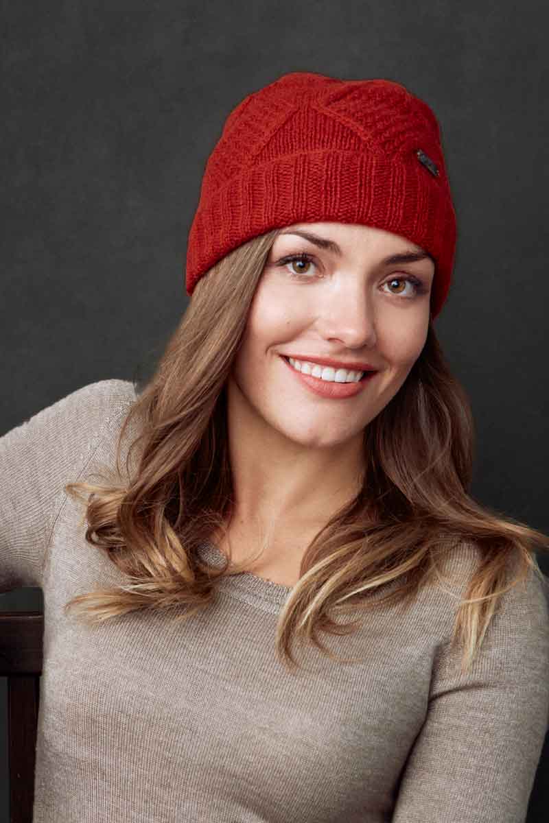 Red Mena qiviut wool Hat by Qiviuk Boutique Edit alt text