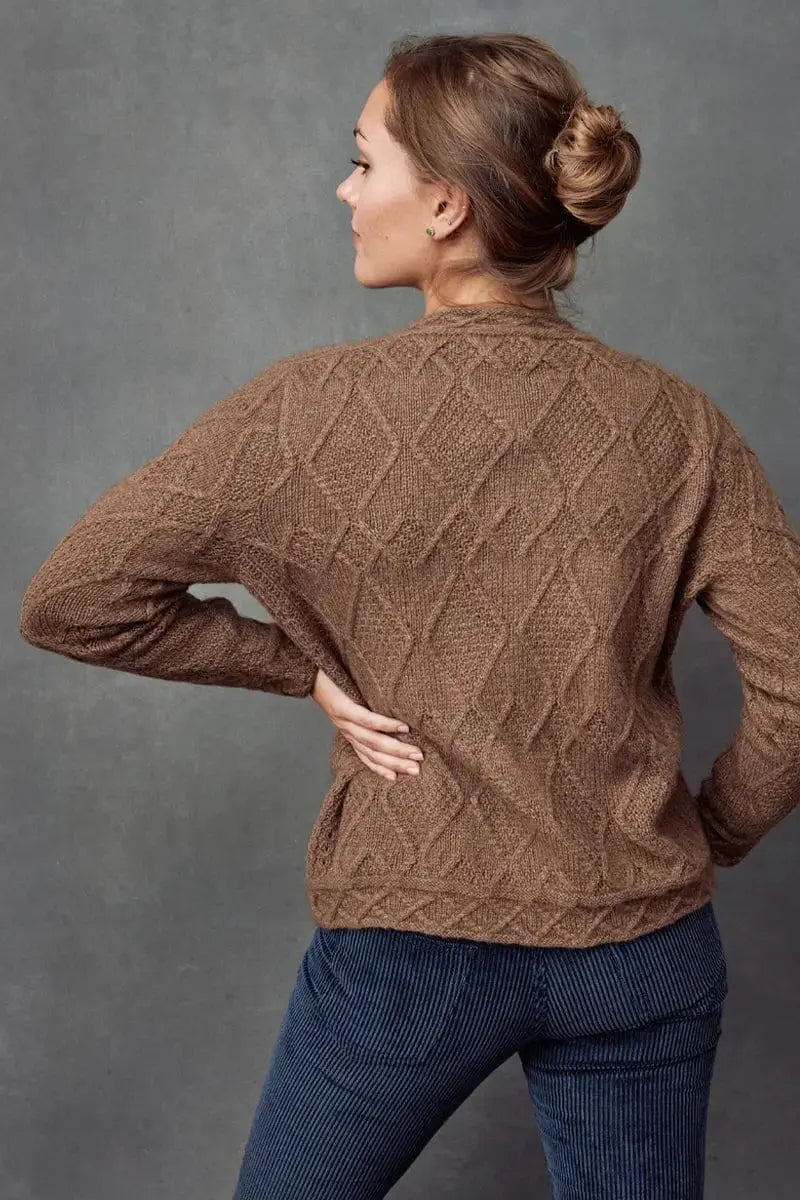 side view of Qiviuk Mena cardigan sweater by Qiviuk Boutique