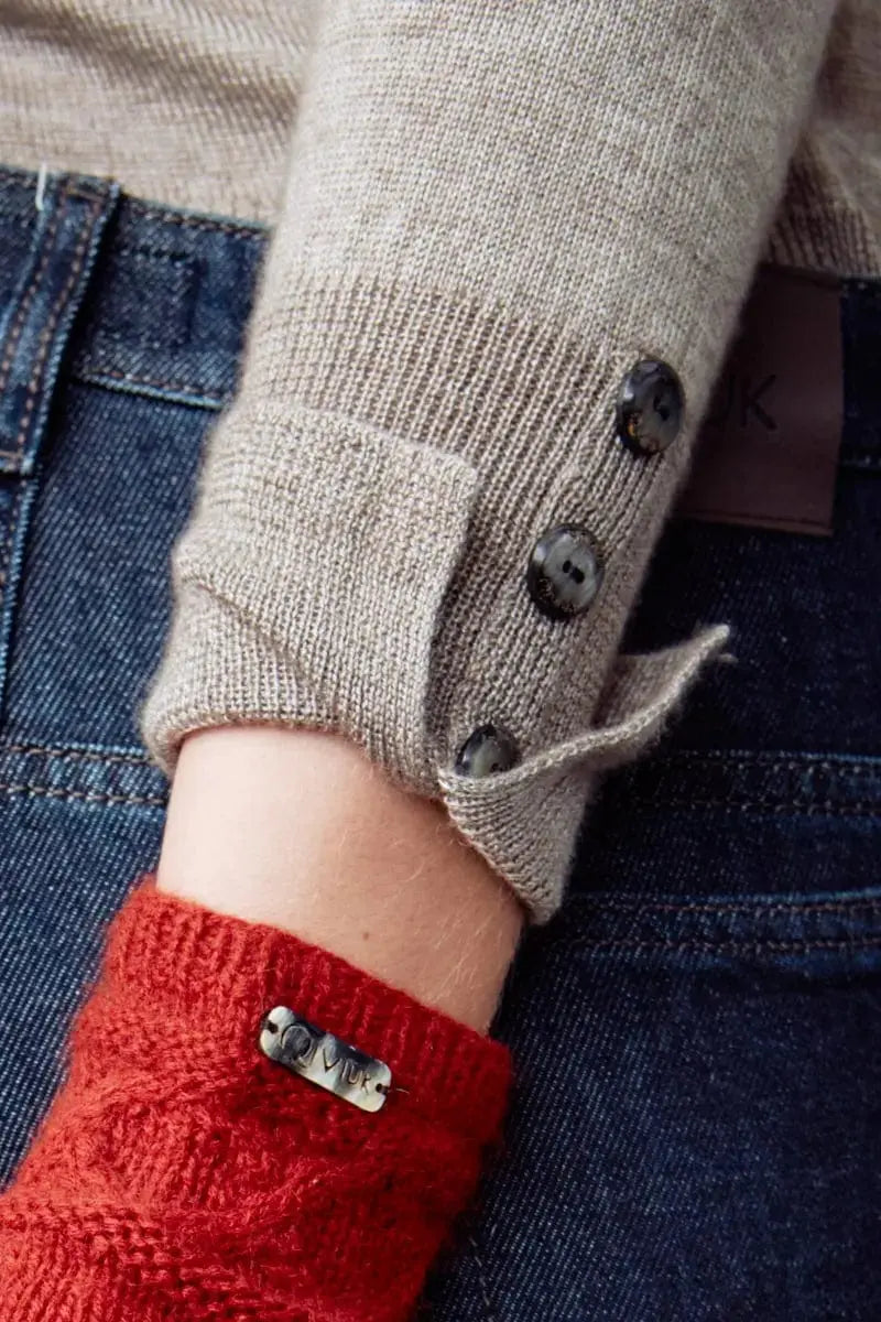 Angela Woman Pullover Sleeve, Qiviuk & Silk in Natural with Boat Neck Pulloverby Qiviuk Boutique