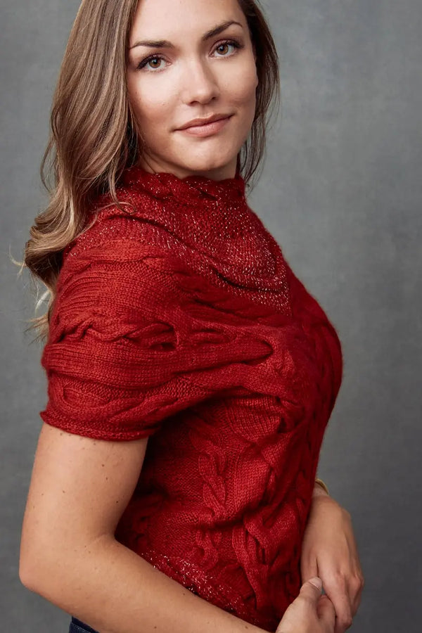 A red Chani Woman Pullover Qiviuk, Merino & Silk in petite by Qiviuk Boutique