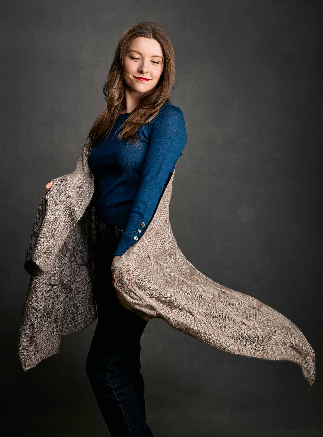 Angela Pullover and cross cable shawl