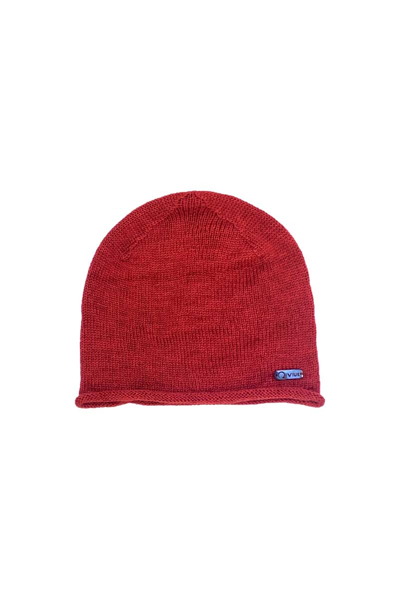 Albion Beanie Qiviuk, Merino & Silk in red by Qiviuk Boutique