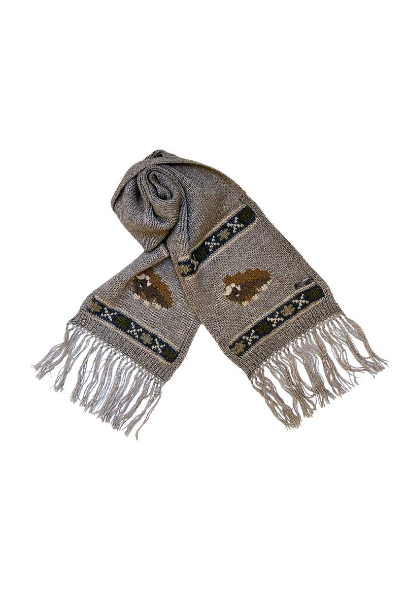 Bison, Merino & Silk Muskox scarf for kids in natural made by Qiviuk Boutique