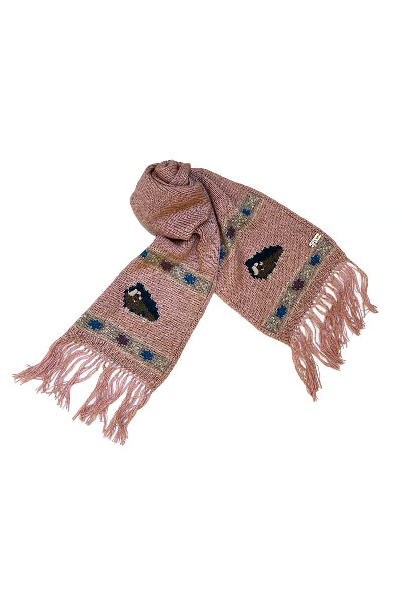 Bison, Merino & Silk Muskox scarf for kids in pink made by Qiviuk Boutique