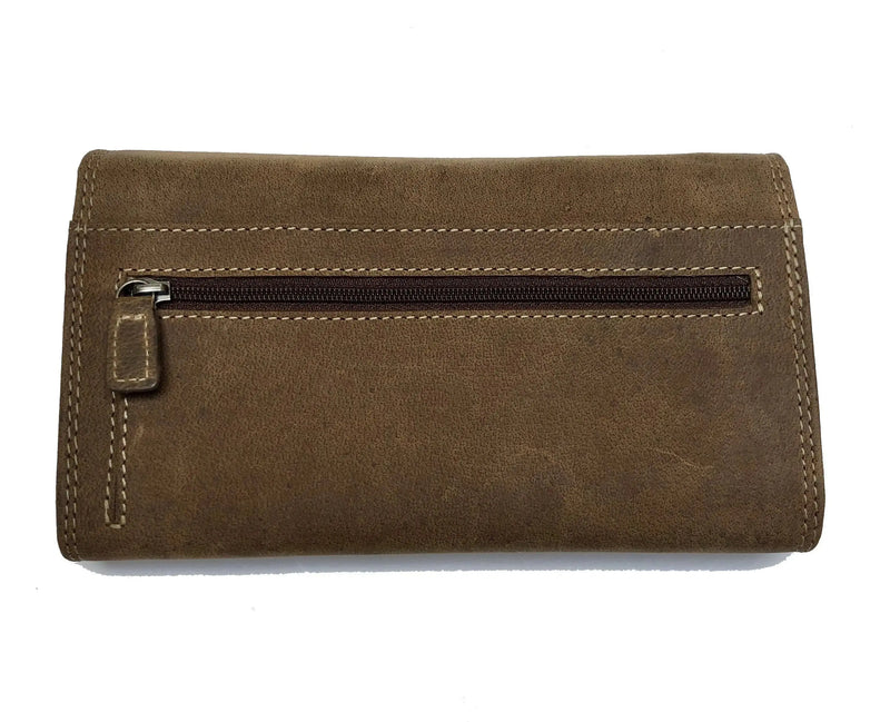 back view Buffalo Leather Woman Wallet 205 Hand Made for Qiviuk Boutique