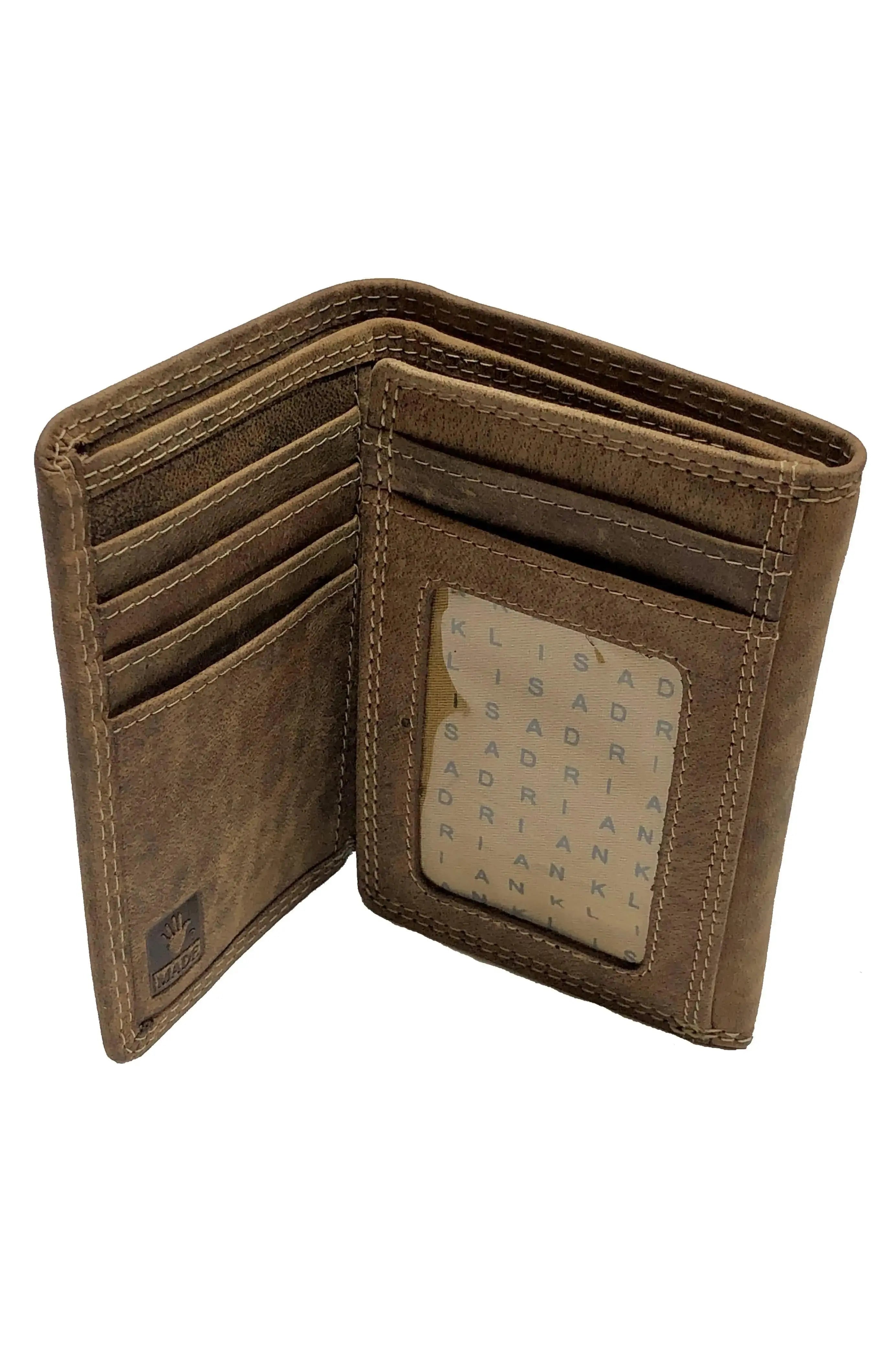 open view tri fold Buffalo leather man's wallet 225 by Adrian Klis