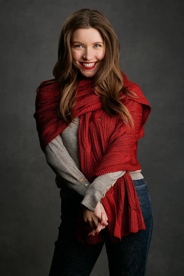 crosscable_shawl in red by Qiviuk Boutique