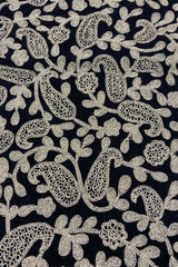 Paisley Silver Embroid Cashmere Muskox Wool Shawl  by Qiviuk Boutique