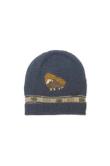 Dark Blue Muskox Kids Hat Bison, Merino & Silk, Light Blue by Qiviuk Boutique