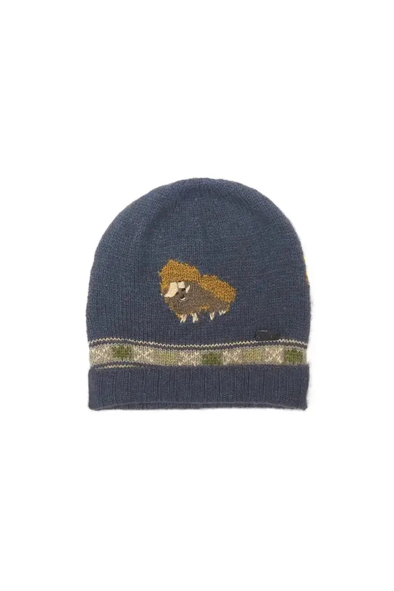 Dark Blue Muskox Kids Hat Bison, Merino & Silk, Light Blue by Qiviuk Boutique