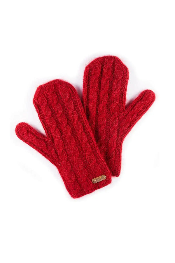 Cable Mittens Qiviuk in red by Qiviuk Boutique