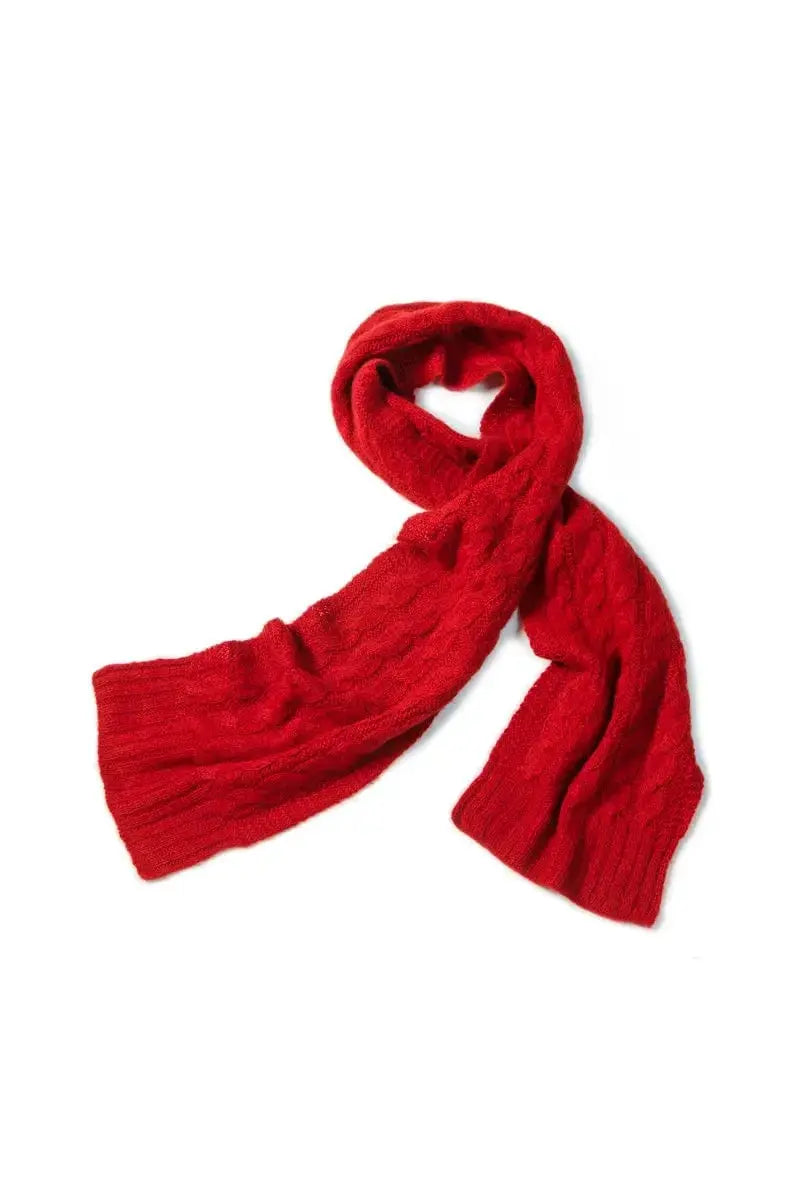 Red Qiviuk Cable scarf  by Qiviuk Boutique