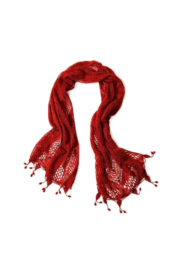 Red Qiviuk Caridad woman shawl  by Qiviuk Boutique