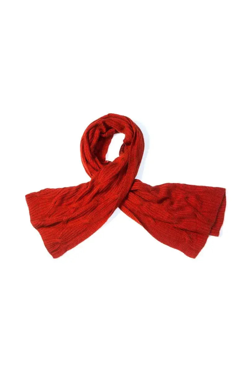 Qiviuk & Silk Cross Cable shawl red made by Qiviuk Boutique