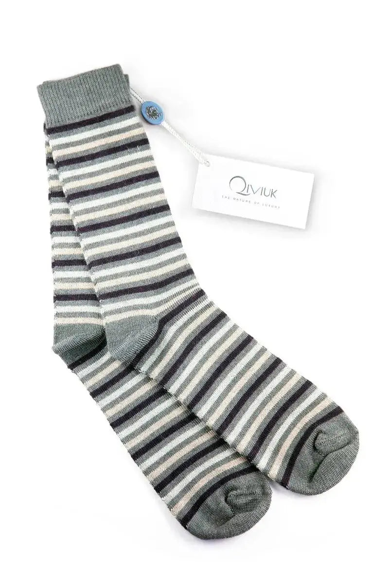 Grey/green Heavenly Alpaca & Silk man socks by Qiviuk Boutique