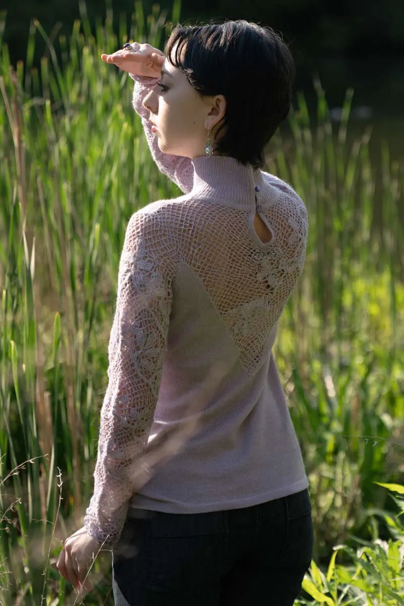 Ingrid Woman Pullover Alpaca & Silk in lilac by Qiviuk Boutique