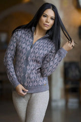 Full picture of Bison, Merino & Silk Danet woman's cardigan sweater by Qiviuk Boutique