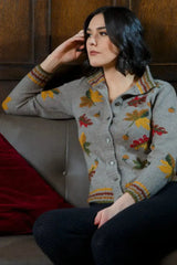 a side view Qiviuk, Merino & Silk Wind ladies cardigan sweater by Qiviuk Boutique