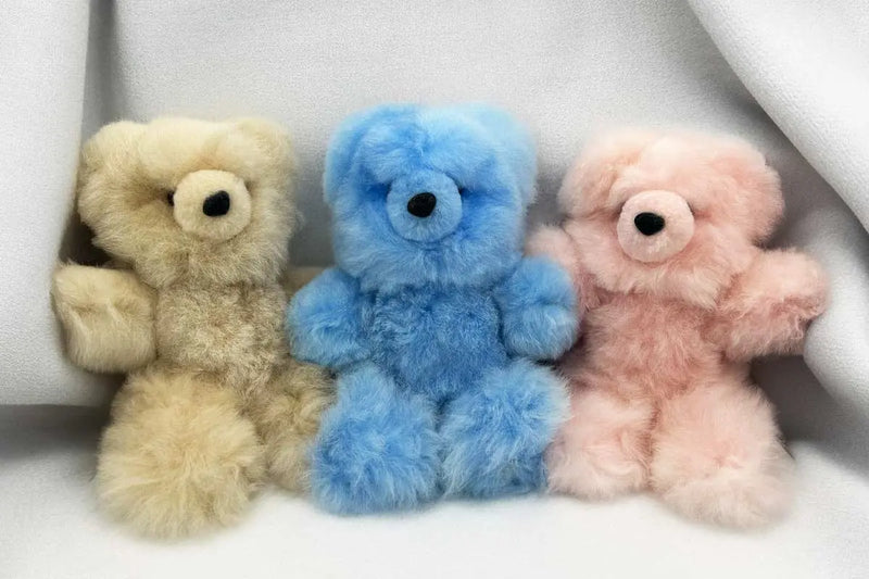 teddy-bears beige, blue and pink