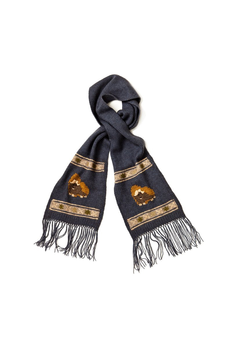 Qiviuk, Merino & Silk Muskox scarf in Light blue by Qivuk Boutique